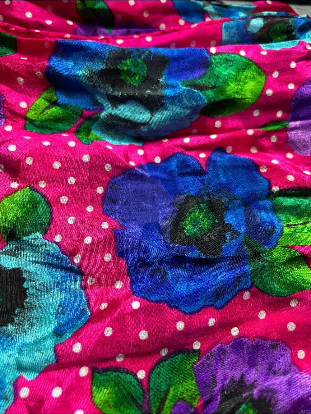 Bright Red Floral Silk Scarf